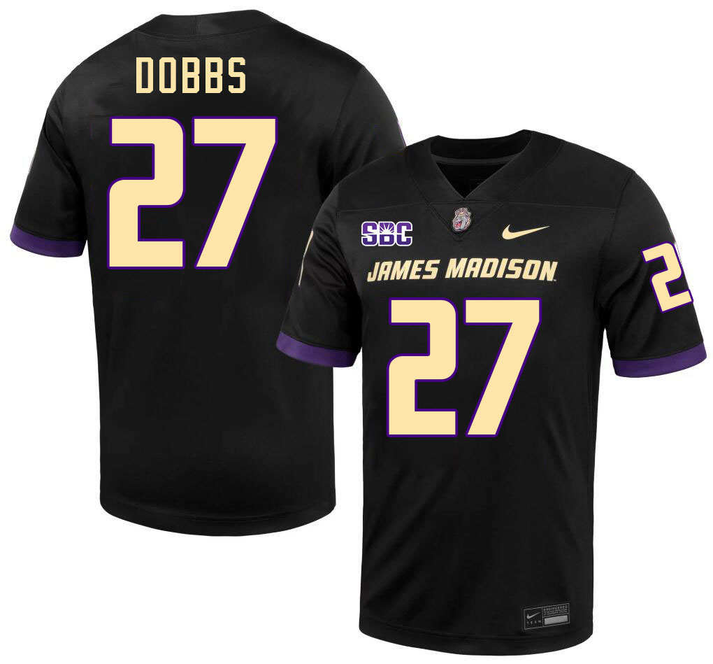 #27 Jacob Dobbs JMU Jersey,James Madison Dukes Football Jerseys Stitched-Black